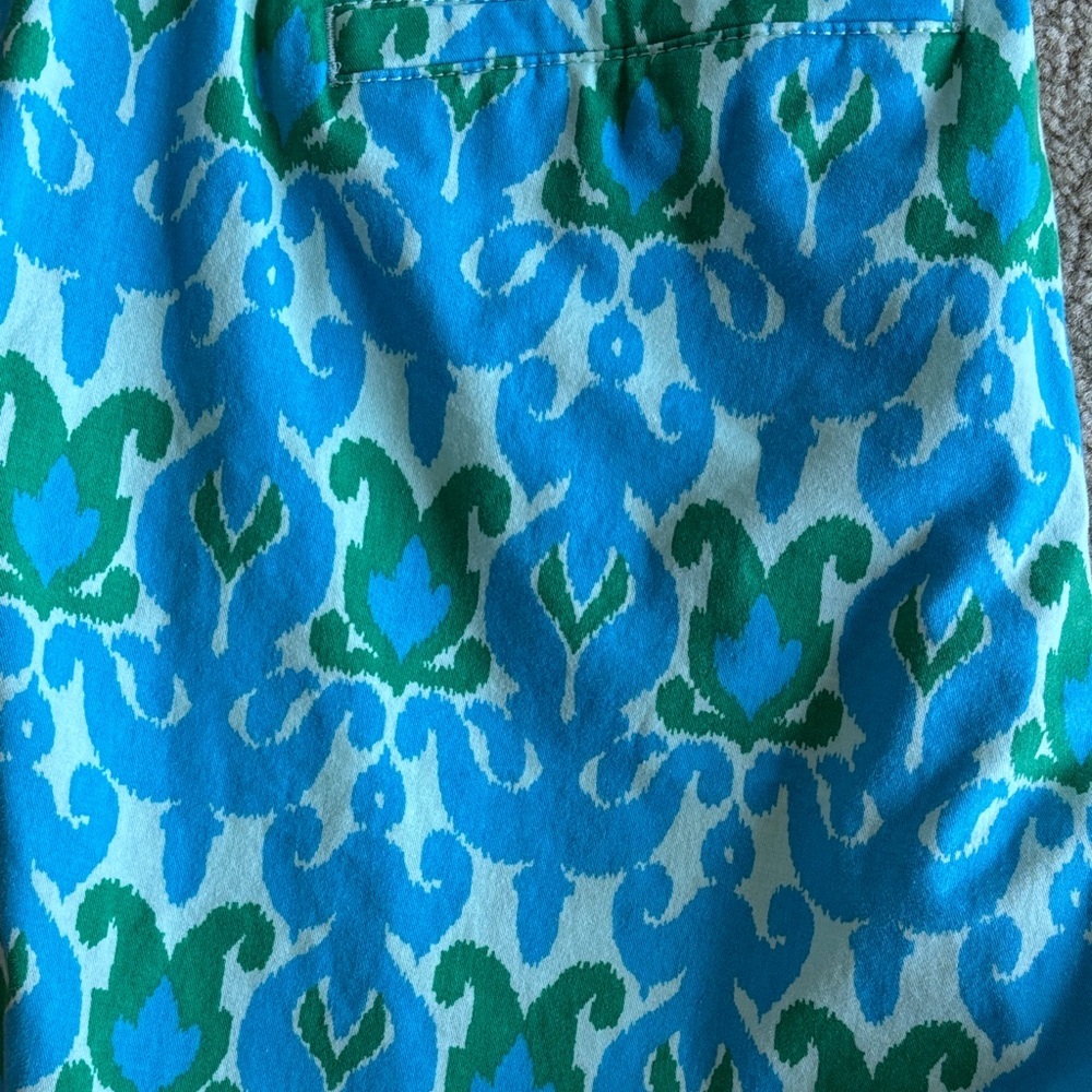 Talbots Relaxed Chino Turquoise & Green Patterned Cotton Shorts - Picture 11 of 12